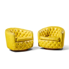 Milo Baughman Milo Baughman for Thayer Coggin Mid Century Tufted Swivel Lounge Chairs Pair - 4714177