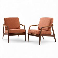 Milo Baughman Milo Baughman for Thayer Coggin Mid Century Walnut Lounge Chairs Pair - 4388363