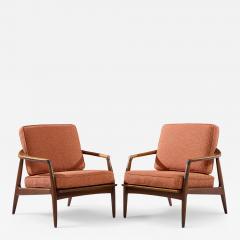 Milo Baughman Milo Baughman for Thayer Coggin Mid Century Walnut Lounge Chairs Pair - 4392144