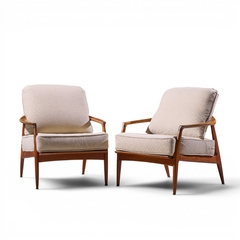 Milo Baughman Milo Baughman for Thayer Coggin Mid Century Walnut Lounge Chairs Pair - 4710934
