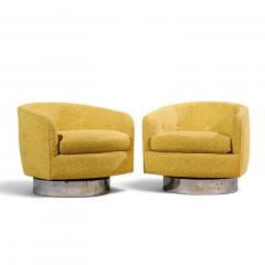 Milo Baughman Milo Baughman for Thayer Coggin Roxy Chrome Barrel Swivel Lounge Chairs Pair - 4821656