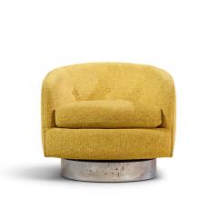 Milo Baughman Milo Baughman for Thayer Coggin Roxy Chrome Barrel Swivel Lounge Chairs Pair - 4821657