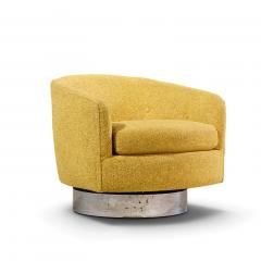 Milo Baughman Milo Baughman for Thayer Coggin Roxy Chrome Barrel Swivel Lounge Chairs Pair - 4821658