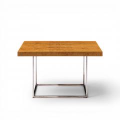 Milo Baughman Milo Baughman for Thayer Coggin Style Burlwood and Chrome Side Tables Pair - 4622298