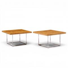 Milo Baughman Milo Baughman for Thayer Coggin Style Burlwood and Chrome Side Tables Pair - 4622299