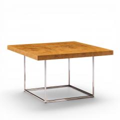 Milo Baughman Milo Baughman for Thayer Coggin Style Burlwood and Chrome Side Tables Pair - 4622301