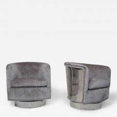 Milo Baughman Milo Baughman for Thayer Coggin Swiveling Tilt Lounge Chairs in Chrome Backs - 2853802