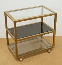 Milo Baughman Modernist Brass and Three Tier Smoked Glass Bar Cart - 156980