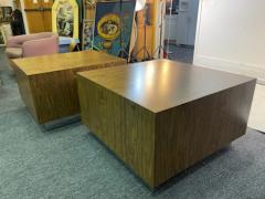 Milo Baughman NEAR PAIR OFMODERN BURLWOOD LAMINATE AND CHROME TABLES - 1804569