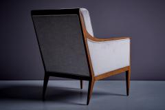 Milo Baughman Newly upholstered Pair of Light Gray Milo Baughman Lounge or Arm Chairs 1950s - 3364709