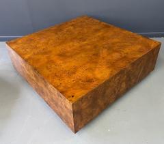 Milo Baughman Olivewood Burl Square Cocktail Table in the Style of Milo Baughman Mid Century - 1939530