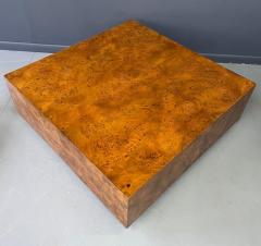 Milo Baughman Olivewood Burl Square Cocktail Table in the Style of Milo Baughman Mid Century - 1939531