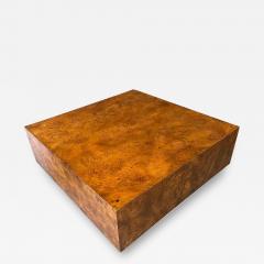 Milo Baughman Olivewood Burl Square Cocktail Table in the Style of Milo Baughman Mid Century - 1940562