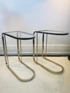 Milo Baughman PAIR OF MILO BAUGHMAN GLASS AND CHROME SIDE TABLES - 1557227