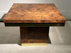 Milo Baughman PAIR OF MODERN BURLWOOD LAMINATE AND BRASS SIDE TABLES - 2811645