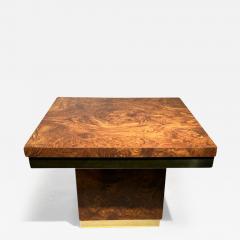 Milo Baughman PAIR OF MODERN BURLWOOD LAMINATE AND BRASS SIDE TABLES - 2828548