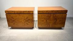 Milo Baughman Pair American Modern Burlwood Night Tables Milo Baughman - 4757507