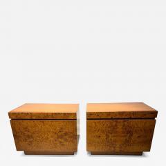 Milo Baughman Pair American Modern Burlwood Night Tables Milo Baughman - 4762297