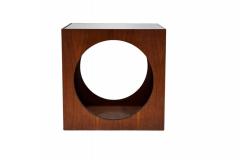 Milo Baughman Pair MCM Baughman Geometric Cube Walnut Glass End Table or Side Drinks Tables - 4206747