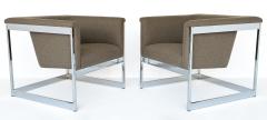 Milo Baughman Pair Milo Baughman Chrome Cube Lounge Chairs - 3489650