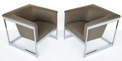 Milo Baughman Pair Milo Baughman Chrome Cube Lounge Chairs - 3489651