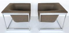 Milo Baughman Pair Milo Baughman Chrome Cube Lounge Chairs - 3489652