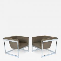 Milo Baughman Pair Milo Baughman Chrome Cube Lounge Chairs - 3490756