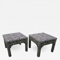 Milo Baughman Pair Milo Baughman Style Square Upholstered Bench Stools Mid century - 1234758