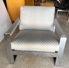 Milo Baughman Pair Of American Modern Chrome and Fabric Lounge chairs Milo Baughman - 4645052