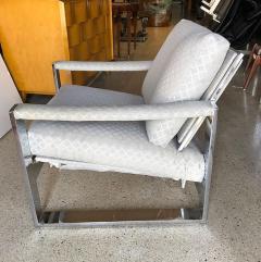 Milo Baughman Pair Of American Modern Chrome and Fabric Lounge chairs Milo Baughman - 4645056