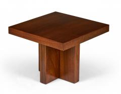 Milo Baughman Pair Of Milo Baughman American Mid Century Walnut Cruciform Base Side End Tables - 3169439