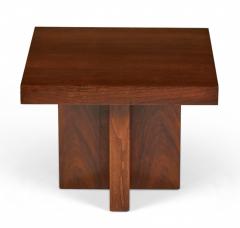 Milo Baughman Pair Of Milo Baughman American Mid Century Walnut Cruciform Base Side End Tables - 3169440