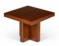 Milo Baughman Pair Of Milo Baughman American Mid Century Walnut Cruciform Base Side End Tables - 3169443