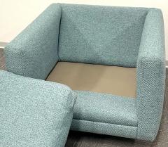 Milo Baughman Pair Teal Milo Baughman Style Mid Century Modern Lounge Chairs Swivel Square - 2485720
