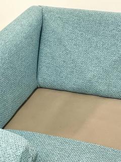 Milo Baughman Pair Teal Milo Baughman Style Mid Century Modern Lounge Chairs Swivel Square - 2485726