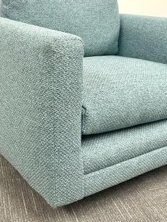 Milo Baughman Pair Teal Milo Baughman Style Mid Century Modern Lounge Chairs Swivel Square - 4226391