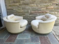 Milo Baughman Pair XL Milo Baughman Swivel Barrel Back Lounge Chair Mid Century Modern - 4637451