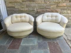 Milo Baughman Pair XL Milo Baughman Swivel Barrel Back Lounge Chair Mid Century Modern - 4637464