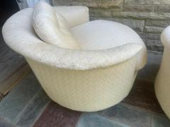 Milo Baughman Pair XL Milo Baughman Swivel Barrel Back Lounge Chair Mid Century Modern - 4637468