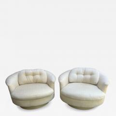 Milo Baughman Pair XL Milo Baughman Swivel Barrel Back Lounge Chair Mid Century Modern - 4640387