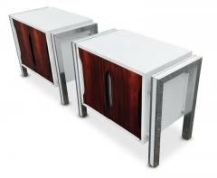 Milo Baughman Pair of 1970s Milo Baughman Style Rosewood Laminate and Aluminum Nightstands - 3080428