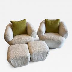 Milo Baughman Pair of American Lounge Chairs with Matching Ottomans by Milo Baughman c 1990 - 4703773