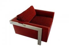 Milo Baughman Pair of American Modern Polished Chrome Leather Velvet Armchairs Milo Baughman - 4644600