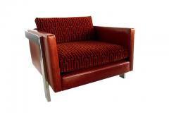 Milo Baughman Pair of American Modern Polished Chrome Leather Velvet Armchairs Milo Baughman - 4644604
