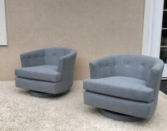 Milo Baughman Pair of Baughman Style Vintage Barrel Shaped Swivel Chairs - 1477278