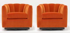 Milo Baughman Pair of Channel Back Swivel Chairs 1970s - 3539963