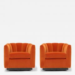 Milo Baughman Pair of Channel Back Swivel Chairs 1970s - 3540240