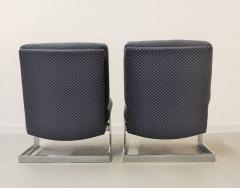 Milo Baughman Pair of Chrome Framed Milo Baughman Lounge Chairs - 1441574