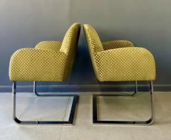 Milo Baughman Pair of Flat Bar Chairs in the Style of Milo Baughman in a Checkerboard Velvet - 4080147