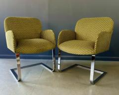 Milo Baughman Pair of Flat Bar Chairs in the Style of Milo Baughman in a Checkerboard Velvet - 4080154